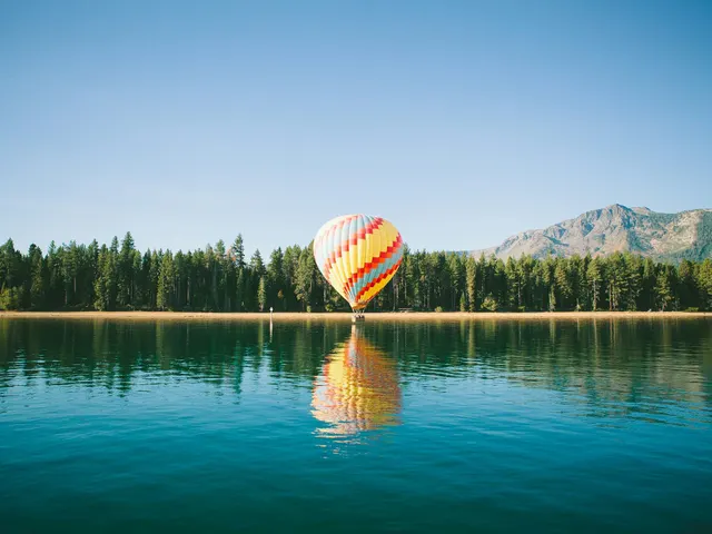 Hot air balloon on a lake jigsaw puzzle