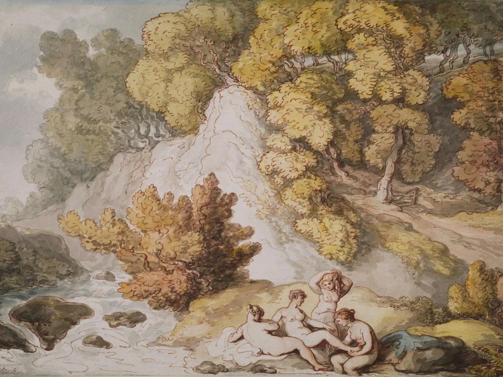 Landscape with Nymphs Bathing, 1795-1805 by Thomas Rowlandson jigsaw puzzle