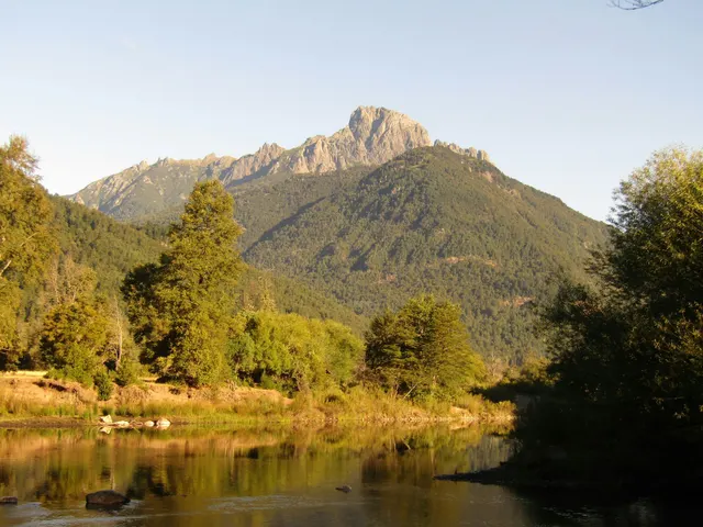 Mountain landscape with a river reflecting trees and sky jigsaw puzzle